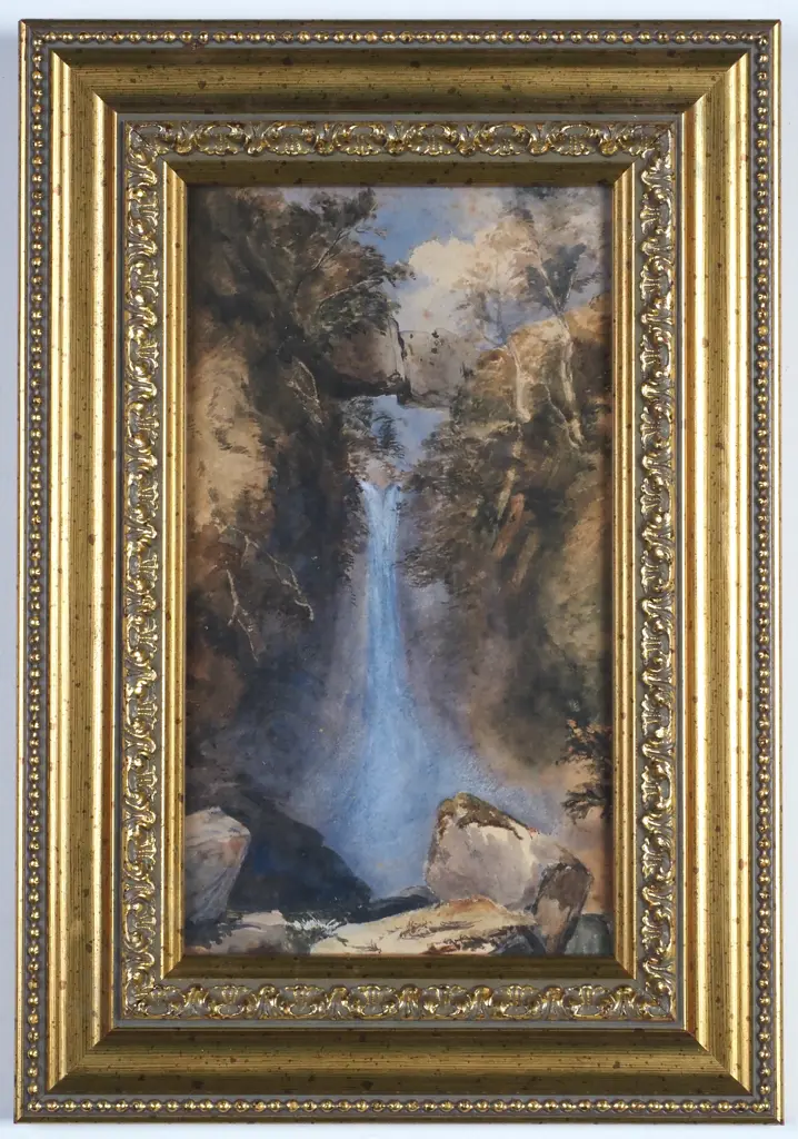 'Bush Waterfall', Colonial Watercolour Image 1++