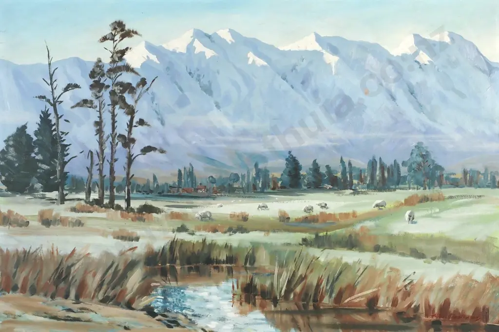 Aston Greathead - Surburban Flat, Kaikoura, Oil on Board Image 1++