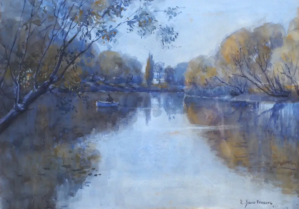 E. Baird Friberg - 'Lake Scene', Watercolour Image 1++