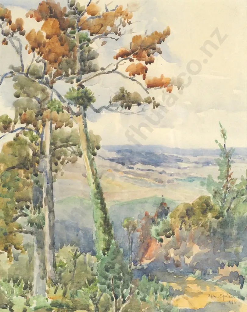 Ella Spicer - 'A Pleasant Path Waitakere Ranges', Watercolour (1926) Image 1++