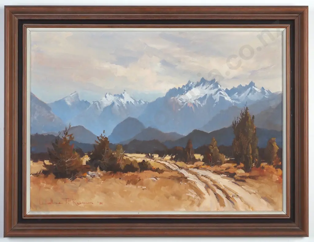 Wallace T Keown - Cathedral Mountains, Manapouri, Oil on Board Image 1++