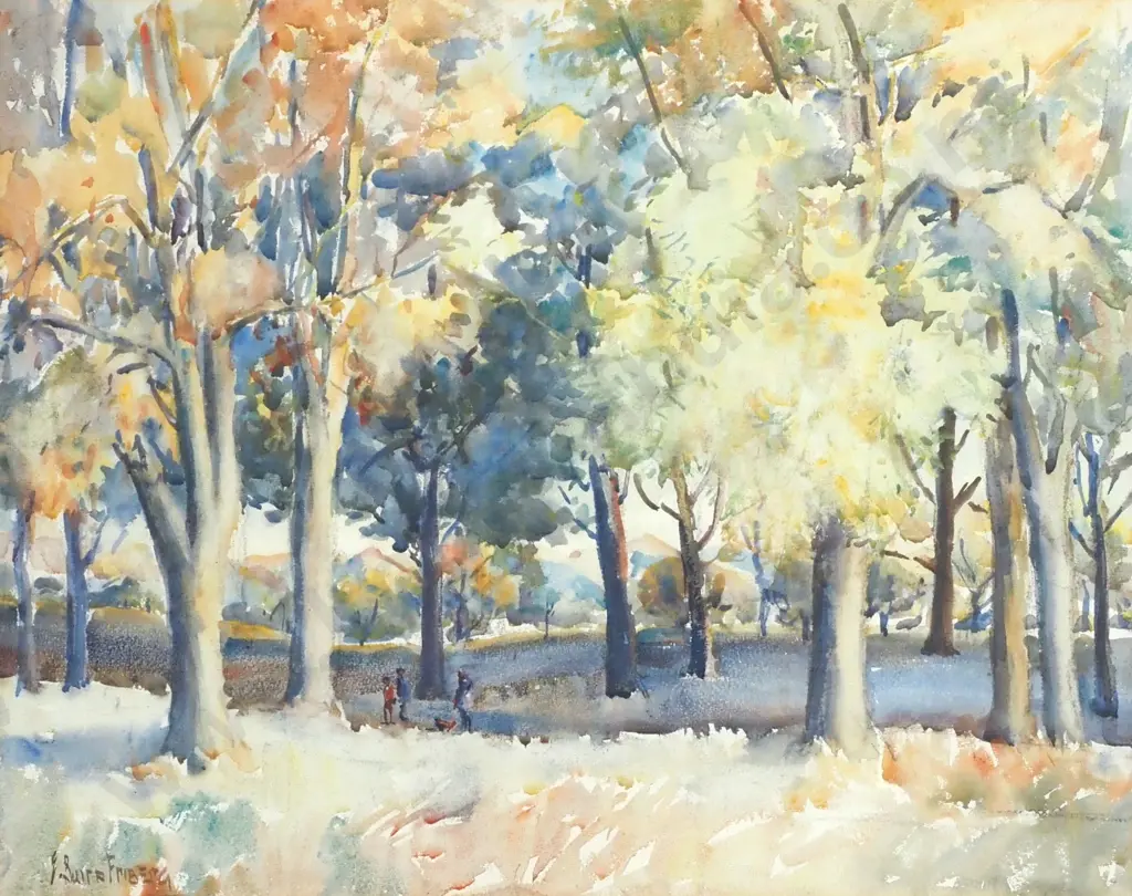 Elizabeth Baird Friberg - 'Hagley Park', Watercolour on Paper Image 1++