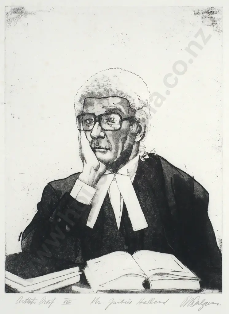 Roy Dalgarno - 'Mr Justice Holland', Aquatint & Etching, LE AP XVIII (1981) Image 1++