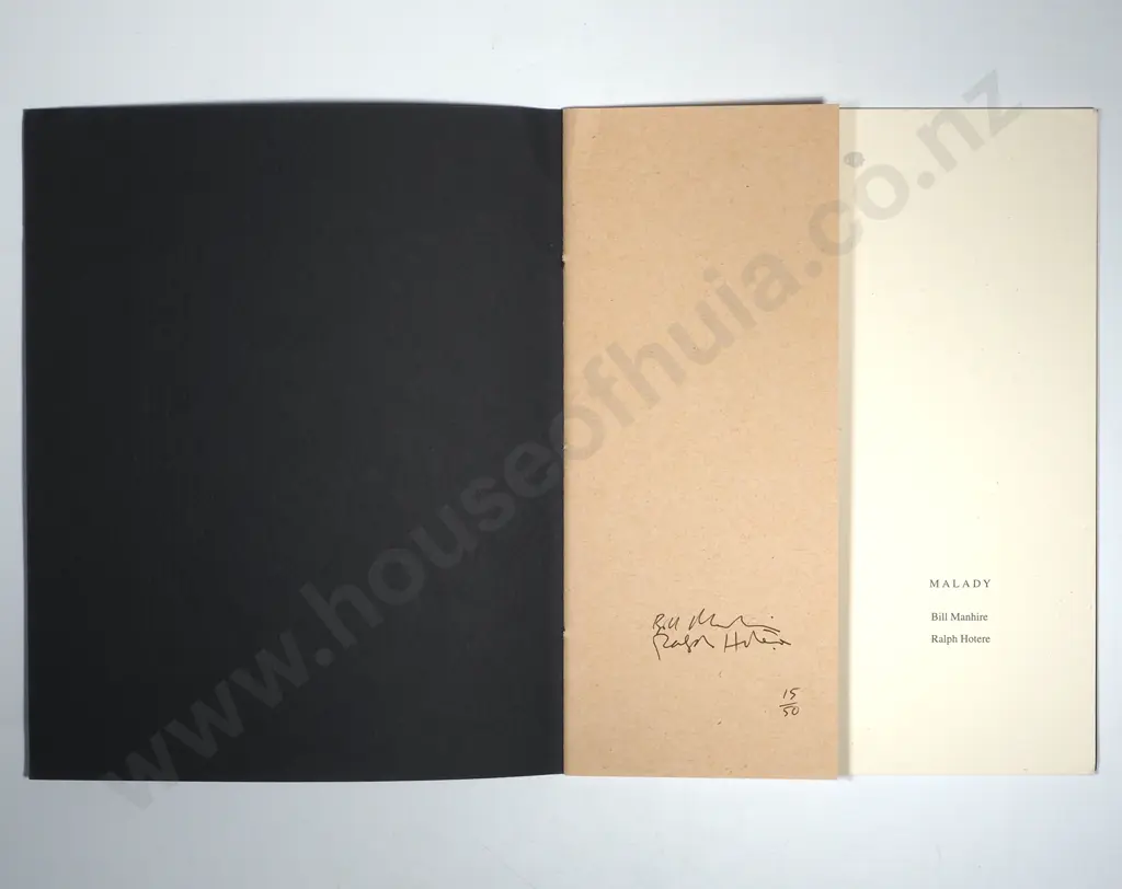 Bill Manhire & Ralph Hotere - 'Malady', Book, Edition 15/50 Signed Copies (1997) Image 1++