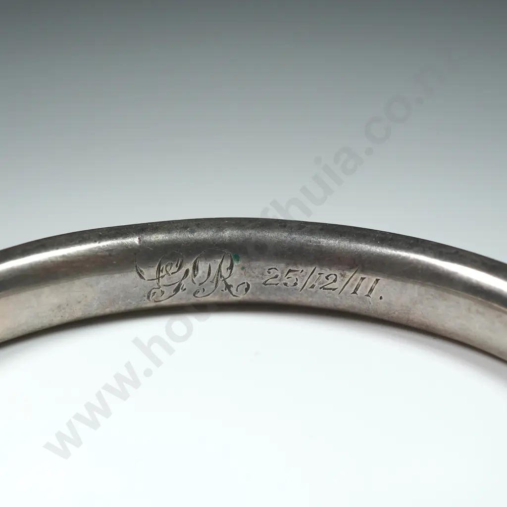 .800 Silver Antique Enamel Hinged Bracelet Image 1++