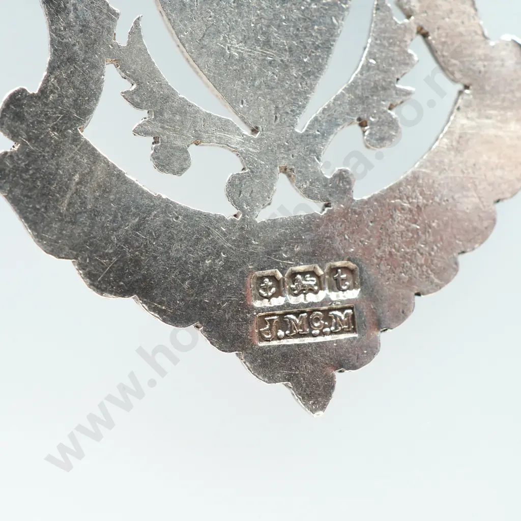 Impressive Antique Sterling Silver Fob Chain w Enamel Lion Crested Fob Image 1++