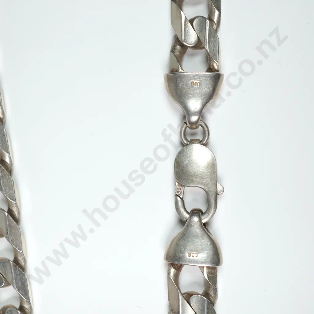 Substantial Sterling Silver Curb Link Necklace Image 1++