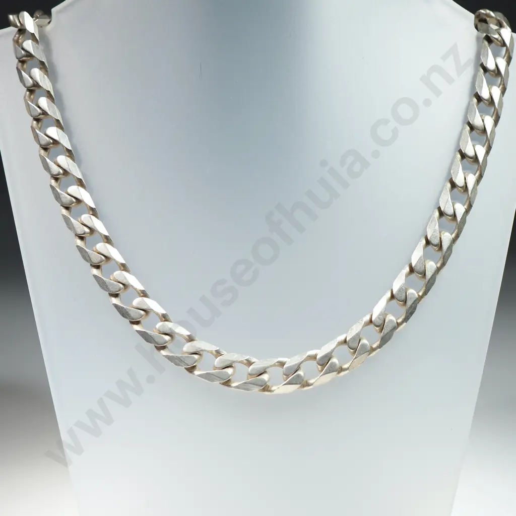 Substantial Sterling Silver Curb Link Necklace Image 1++