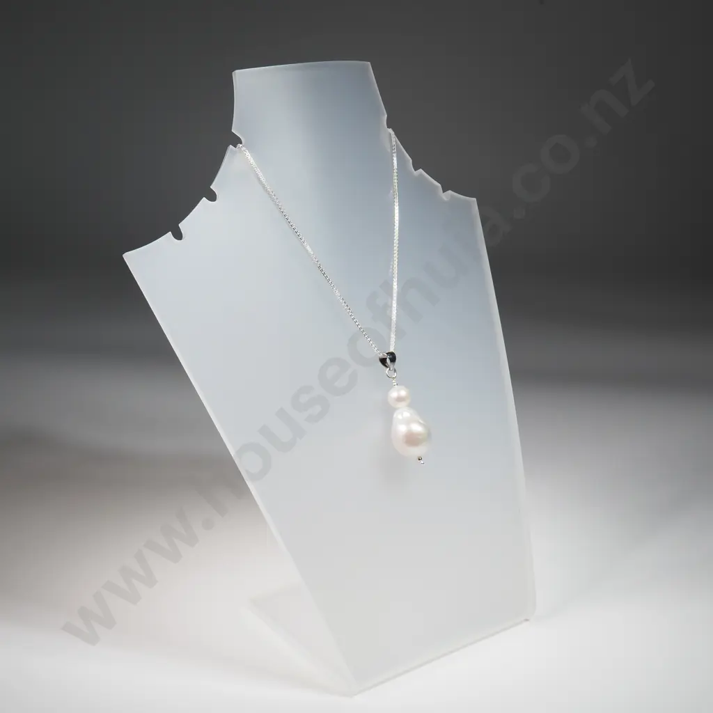 Sterling Silver & Baroque Pearl Pendant Necklace Image 1++