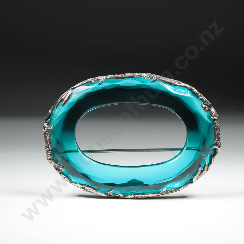 Impressive Blue Stone Dragon Costume Brooch Image 1++