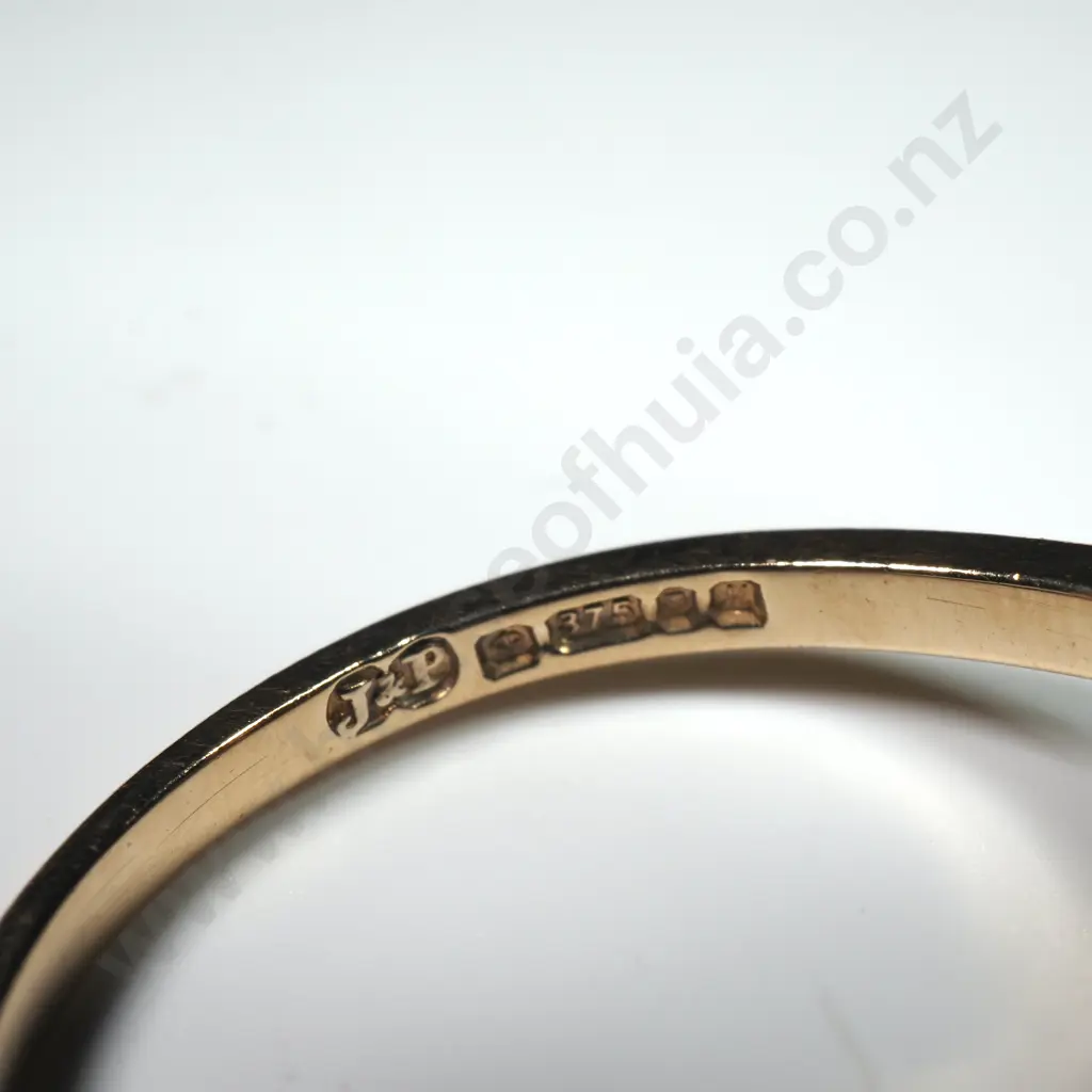 9ct Gold Diamond & Sapphire Ring w English Hallmarks Image 1++