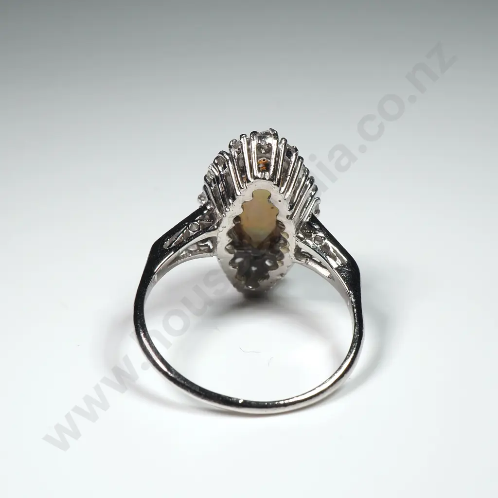 Exquisite Platinum, Opal & Diamond Art Deco Ring w Valuation for $4,900.00 Image 1++