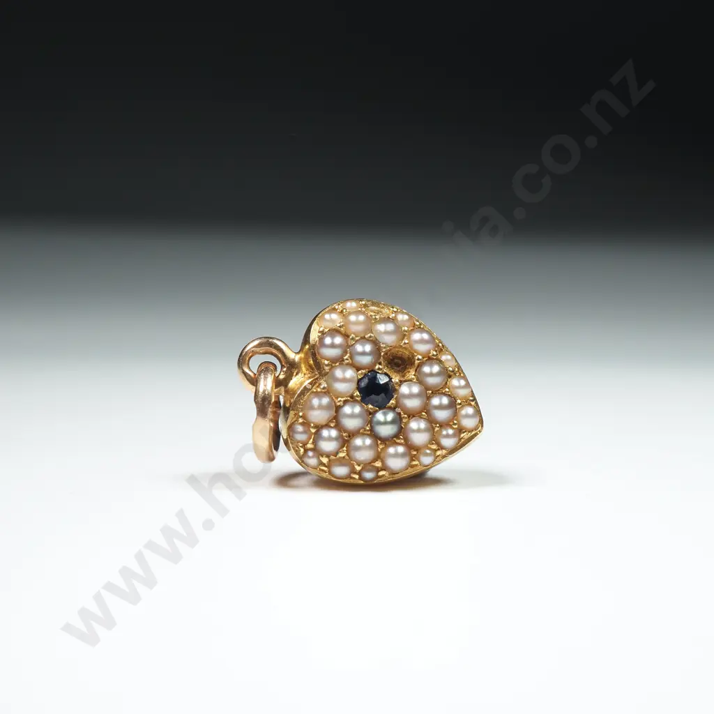 9ct Gold Seed Pearl Heart Pendant Image 1++