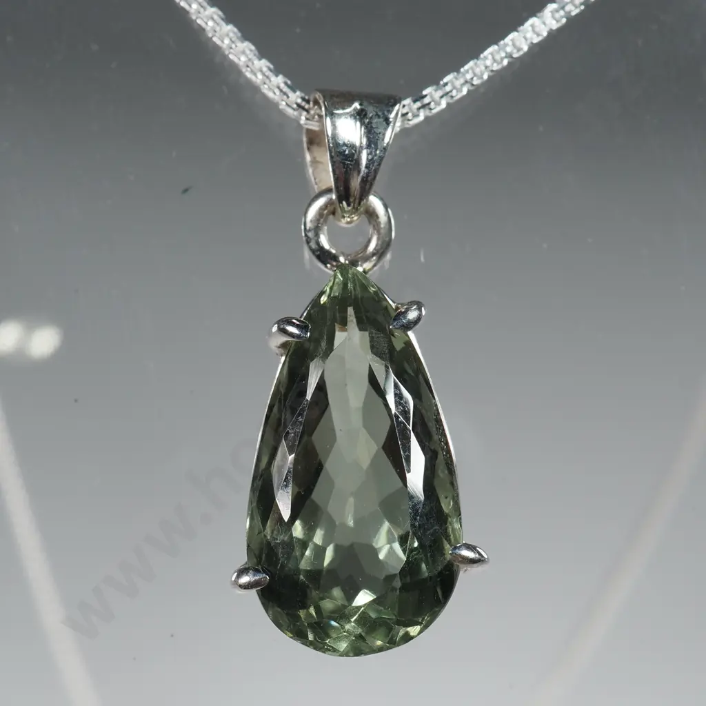 Green Amethyst Pendant in Sterling Silver on Sterling Silver Chain Image 1++