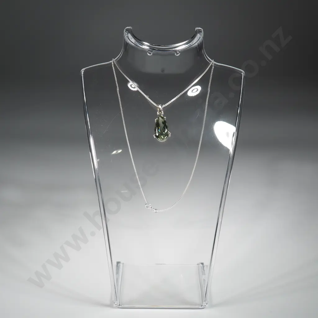 Green Amethyst Pendant in Sterling Silver on Sterling Silver Chain Image 1++