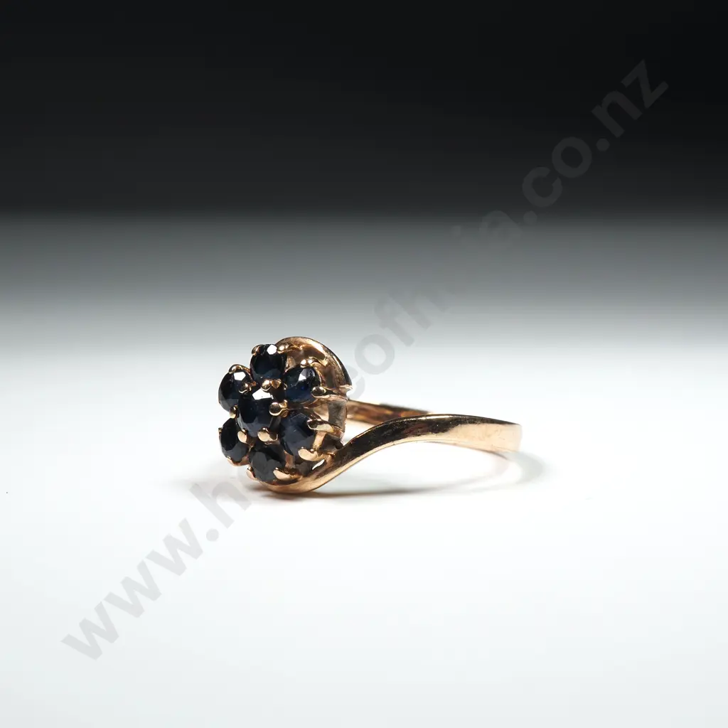 9ct Gold Sapphire Cluster Ring Image 1++