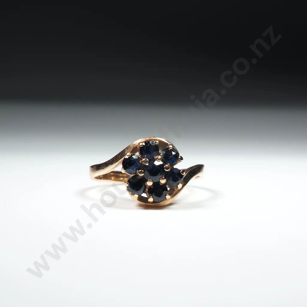 9ct Gold Sapphire Cluster Ring Image 1++