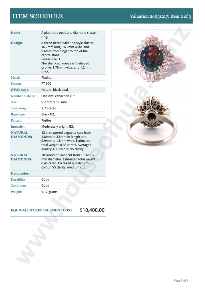 Impressive Platinum Lightening Ridge Black Opal & Diamond Ring w Valuation for $10,400 Image 1++