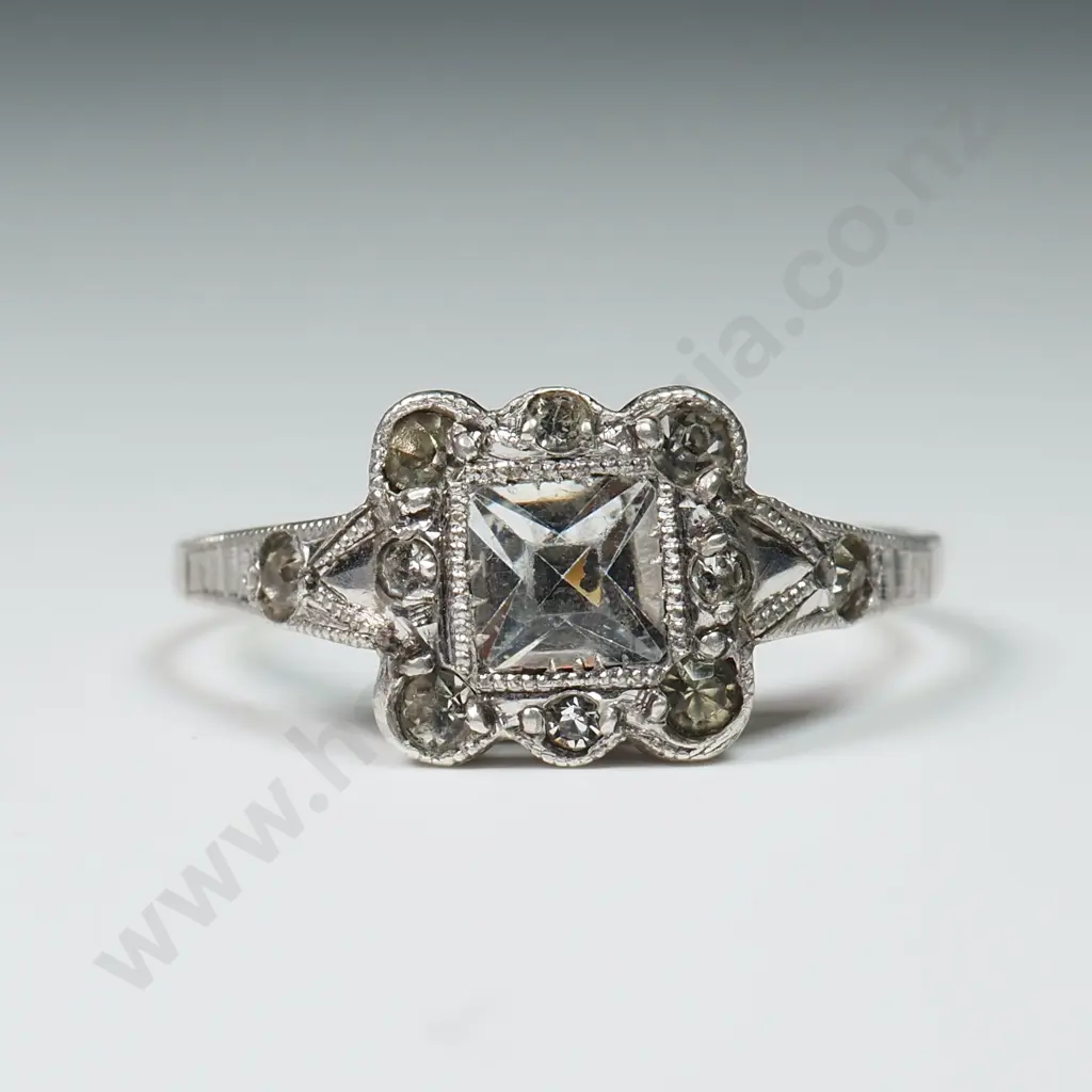Ar Deco Ring in 9ct Gold & Sterling Silver Image 1++