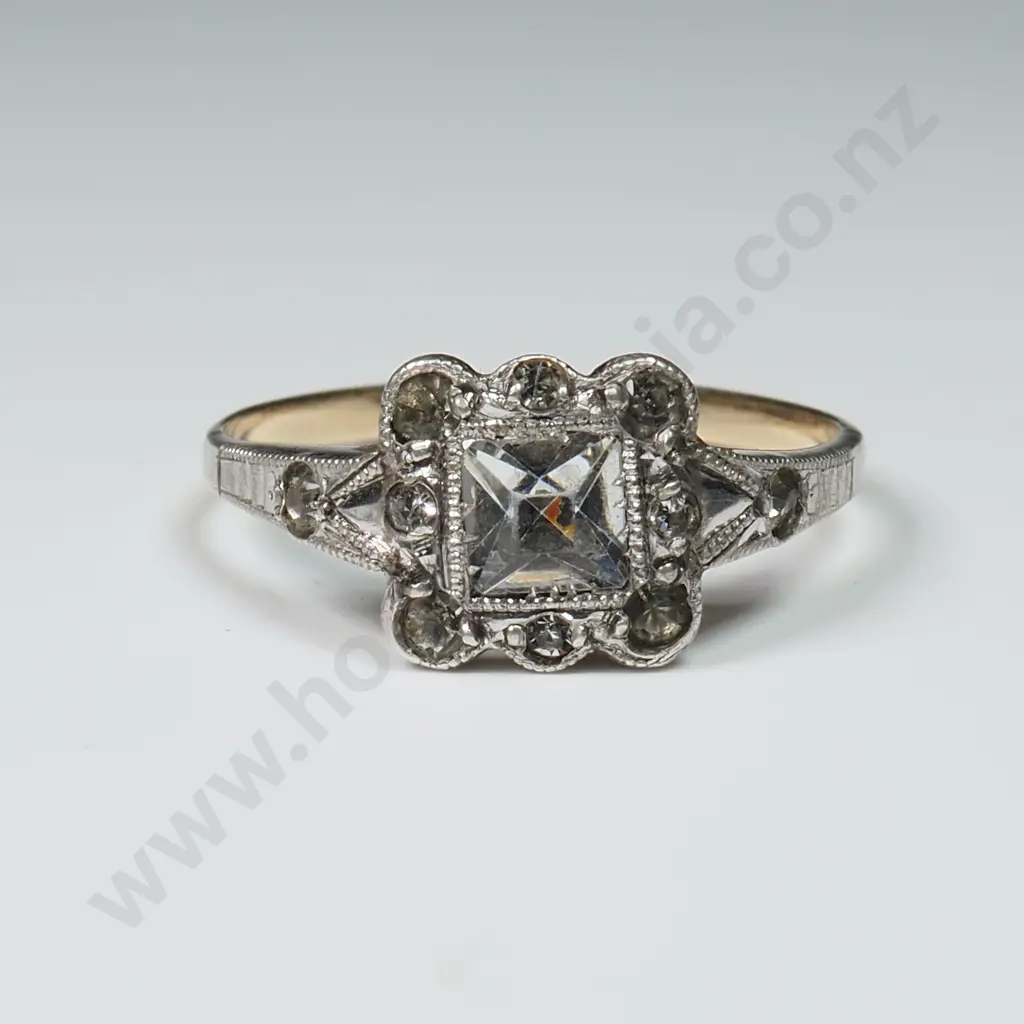 Ar Deco Ring in 9ct Gold & Sterling Silver Image 1++