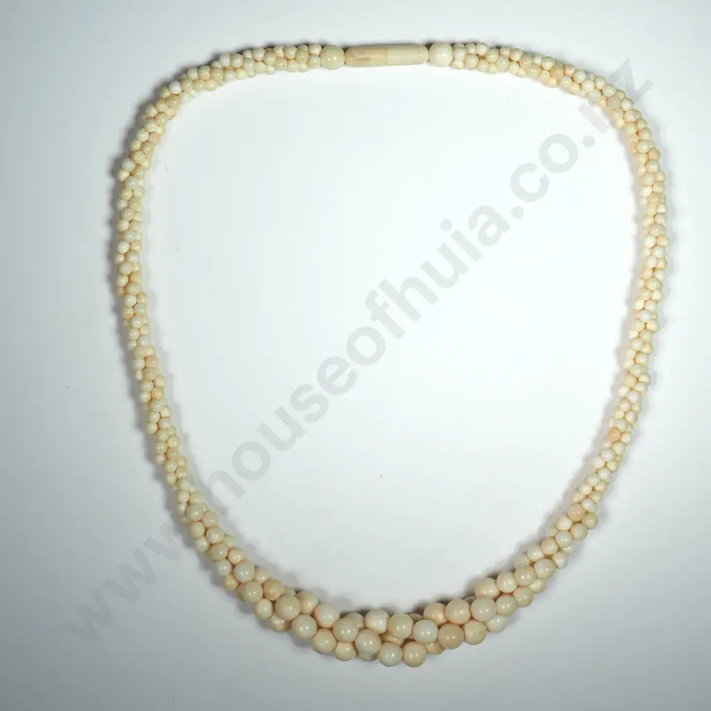 Vintage Finely Carved Ivory Ball & Twist Necklace Image 1++