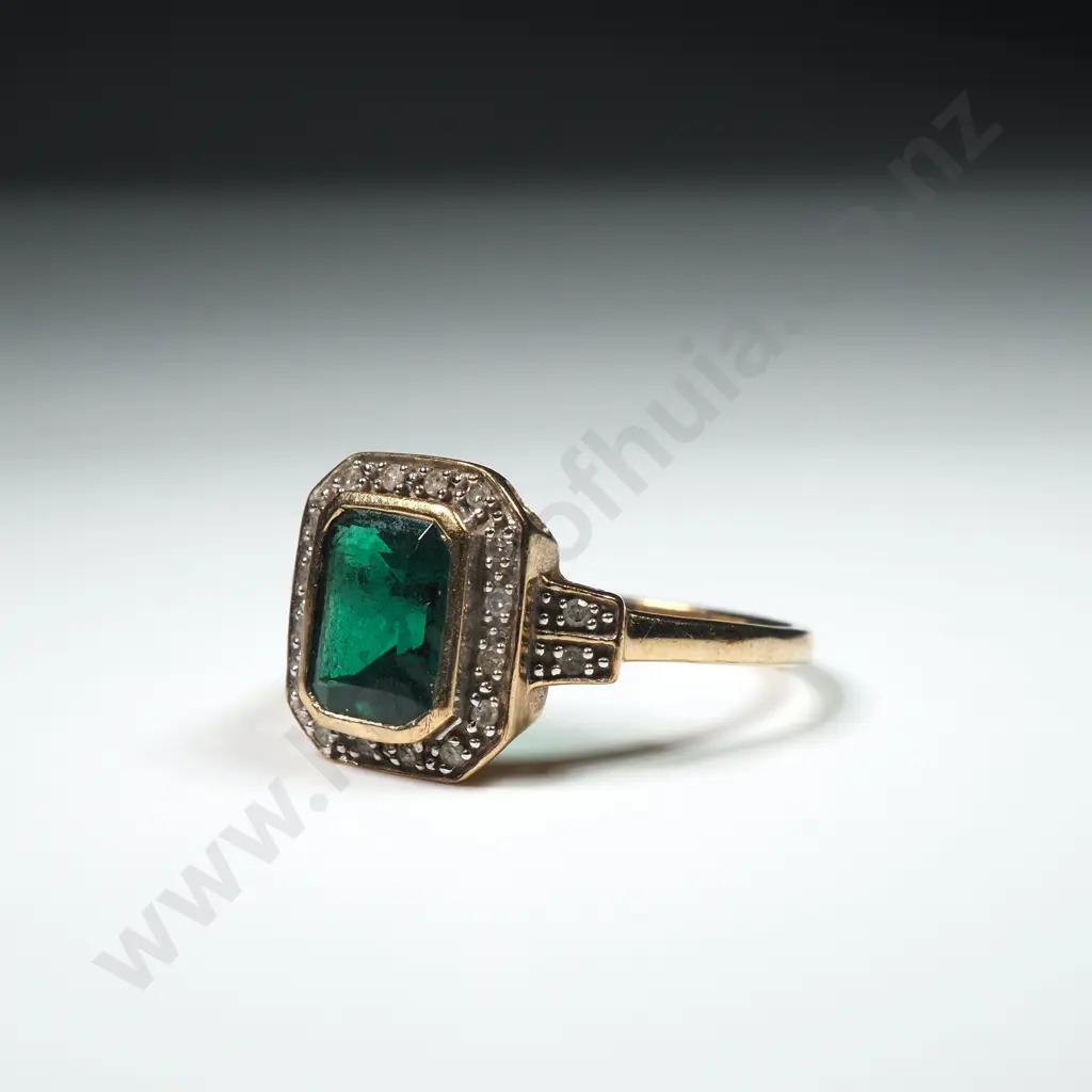 9ct Gold Green Gem Ring Image 1++
