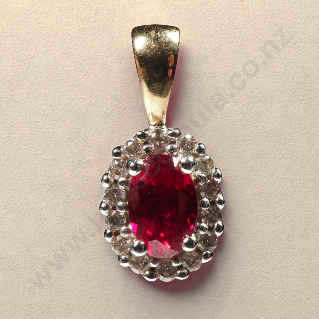 10ct Gold Redstone & Diamond Pendant by Michael Hill Image 1++