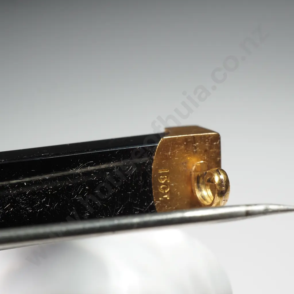 Antique 15ct Gold Onyx & Seedpearl Brooch Pnedant in Period Case Image 1++