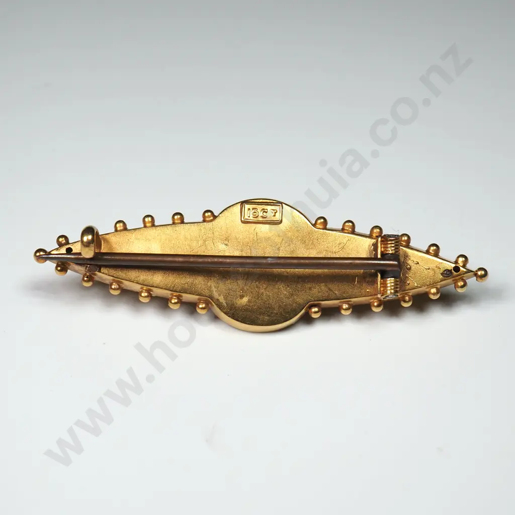 Victorian 15ct Gold & Seed Pearl Brooch Image 1++