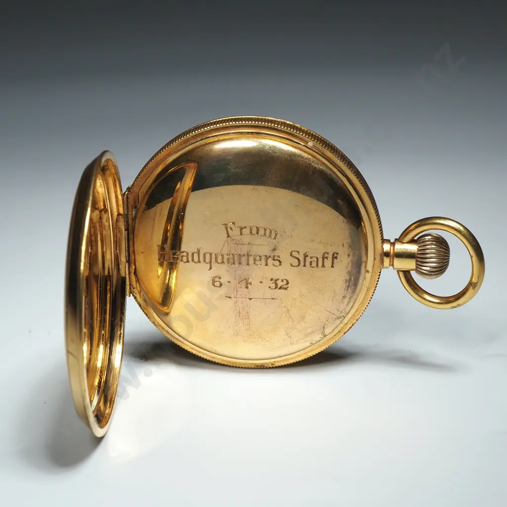 Antique Rolled Gold Rolex Pocket Watch w Military Connection "From Headquarters Staff 6.4.32" Image 1++