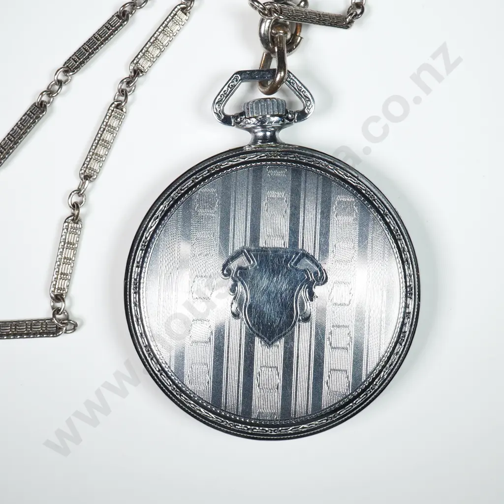Art Deco Waltham Open Face Pocket Watch & Fancy Chain Image 1++