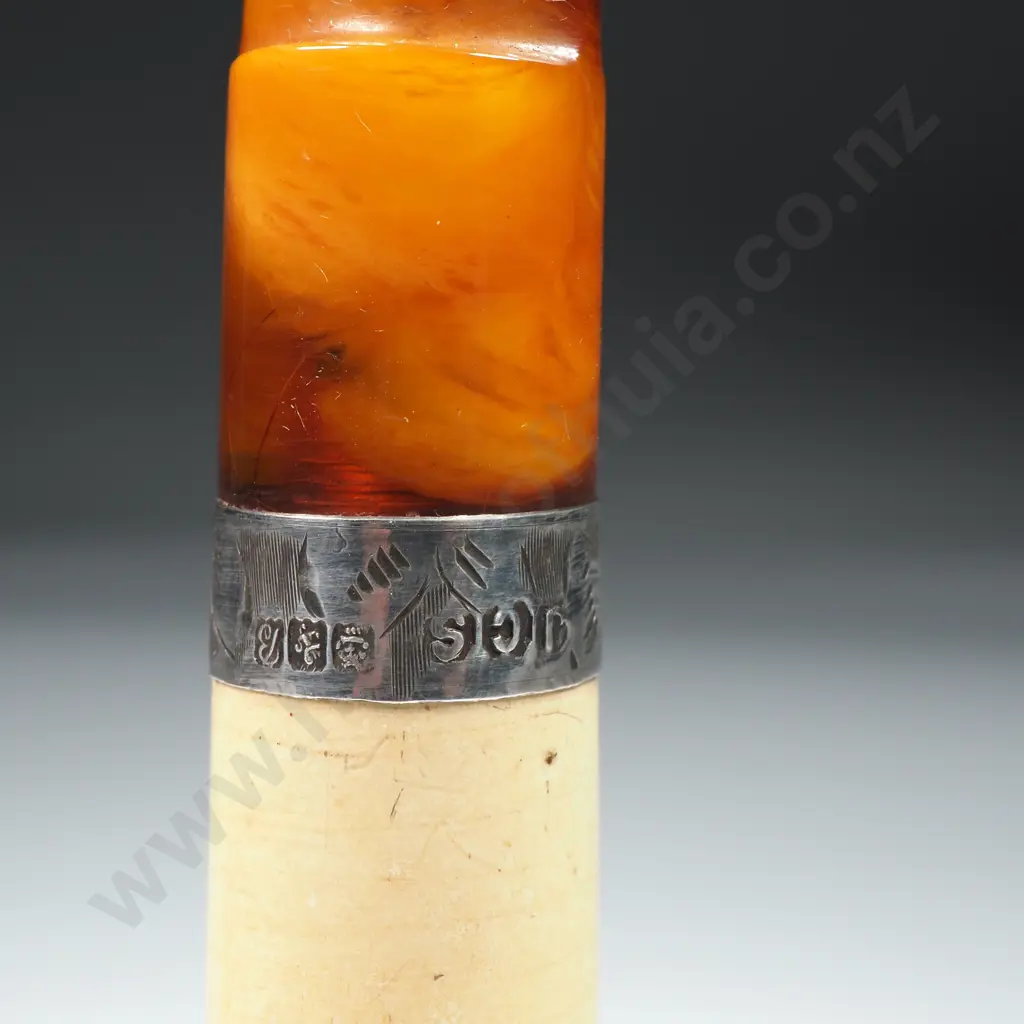 Cased Antique Sterling Silver Mounted Cigar Holder Image 1++