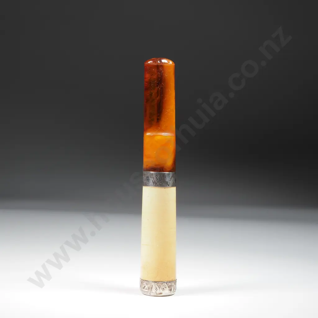 Cased Antique Sterling Silver Mounted Cigar Holder Image 1++