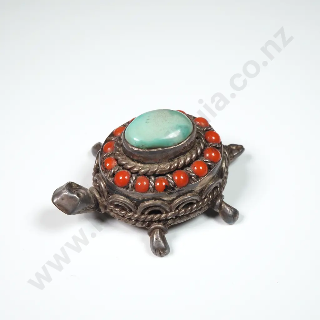 Sterling Silver Coloured Stone Turtle Image 1++
