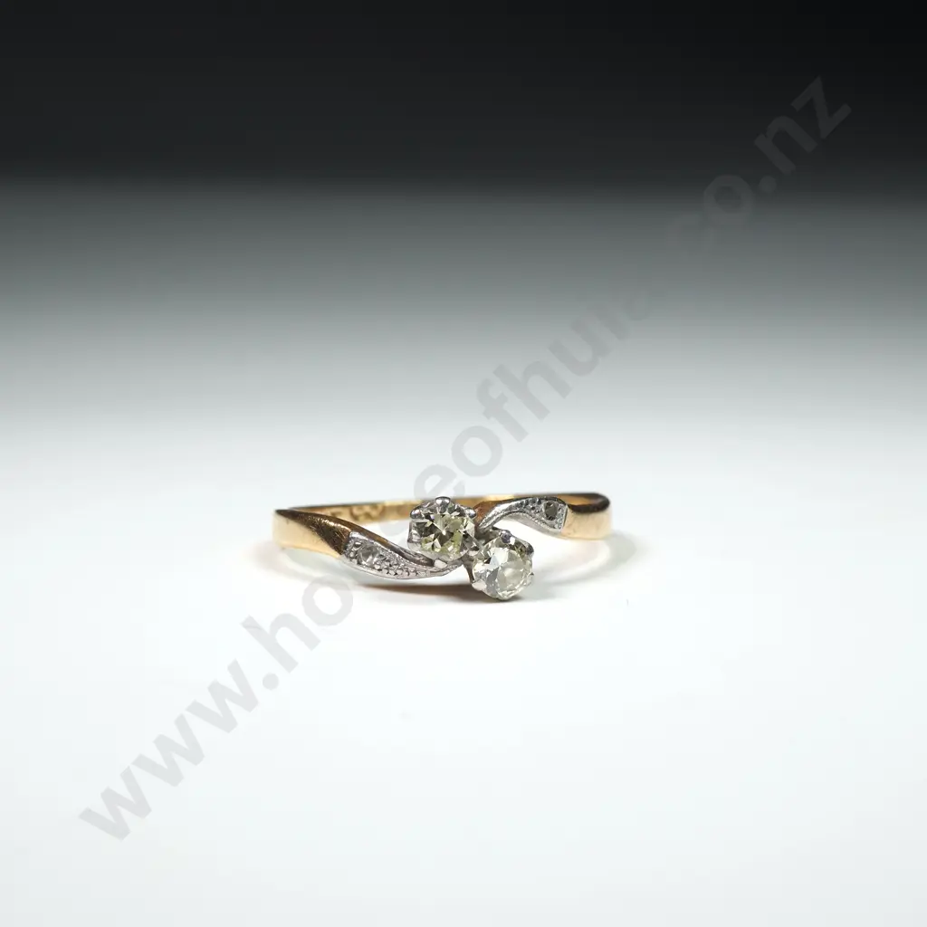 18ct Gold Two Diamond Ring Image 1++
