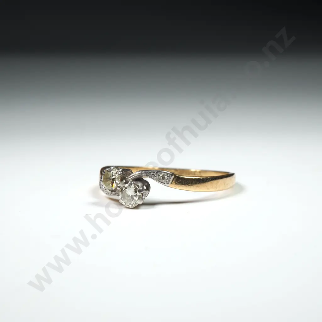 18ct Gold Two Diamond Ring Image 1++