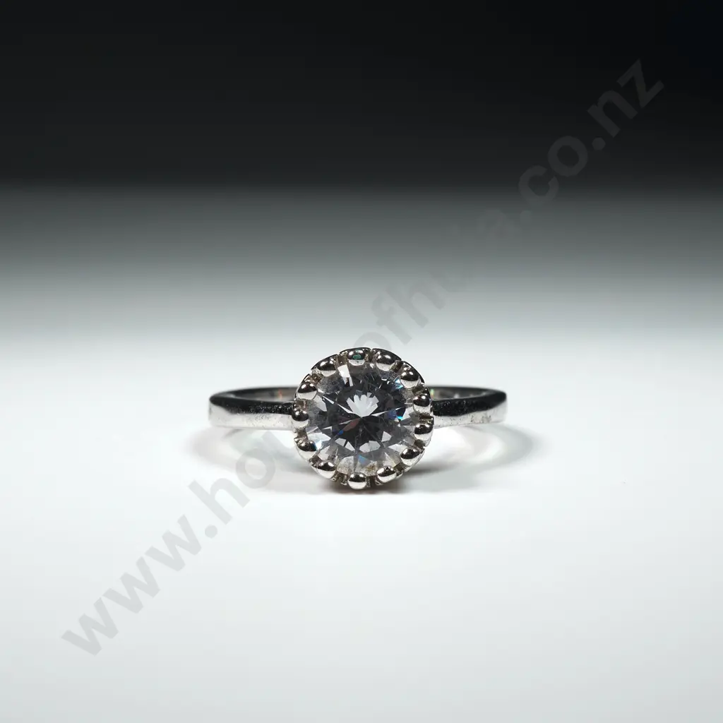 Sterling Silver White Gem Ring Image 1++