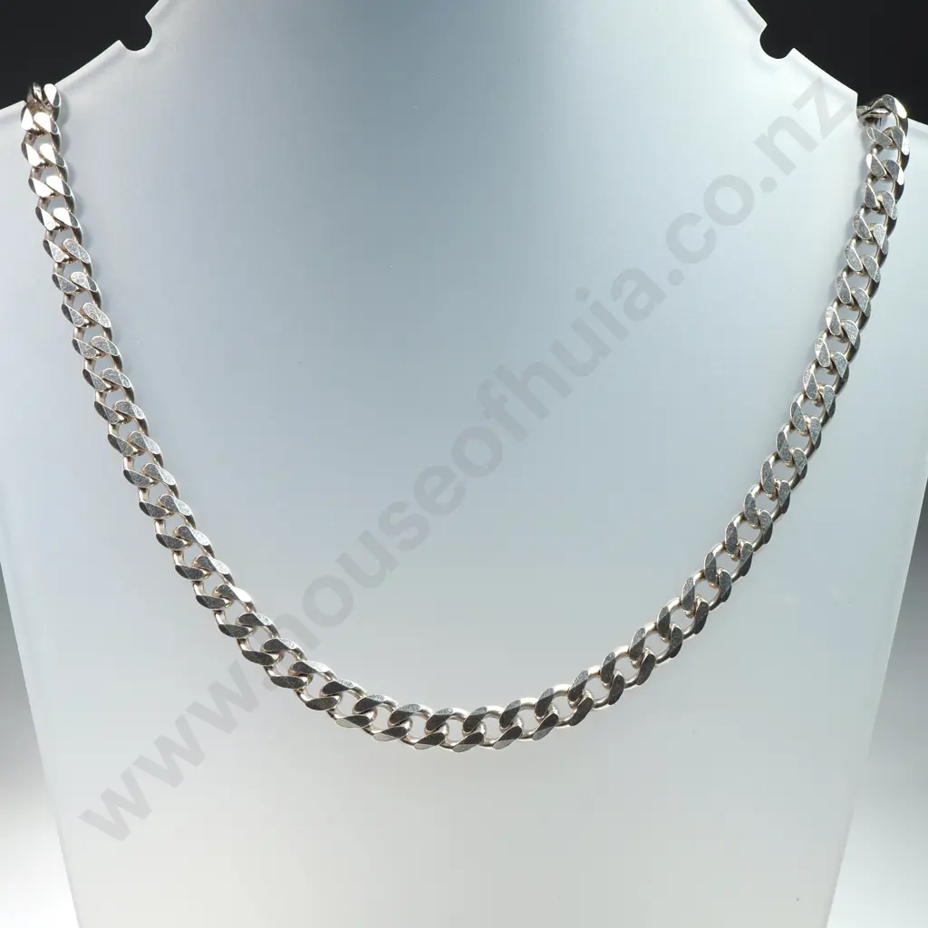 Substantial Sterling Silver Curb Link Necklace Image 1++