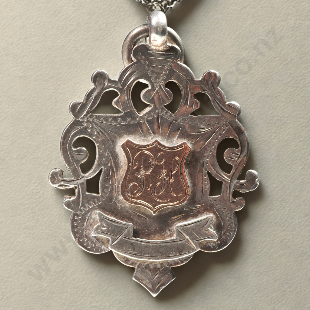 Antique Sterling Silver & 9ct Gold Fronted Fob Medal - Unawarded Image 1++
