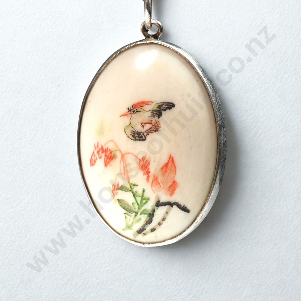 Ornate Sterling Silver & Painted Scene Pendant Image 1++