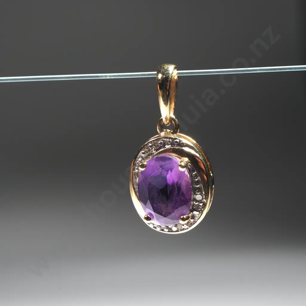 9ct Gold Purple Stone Pendant Image 1++