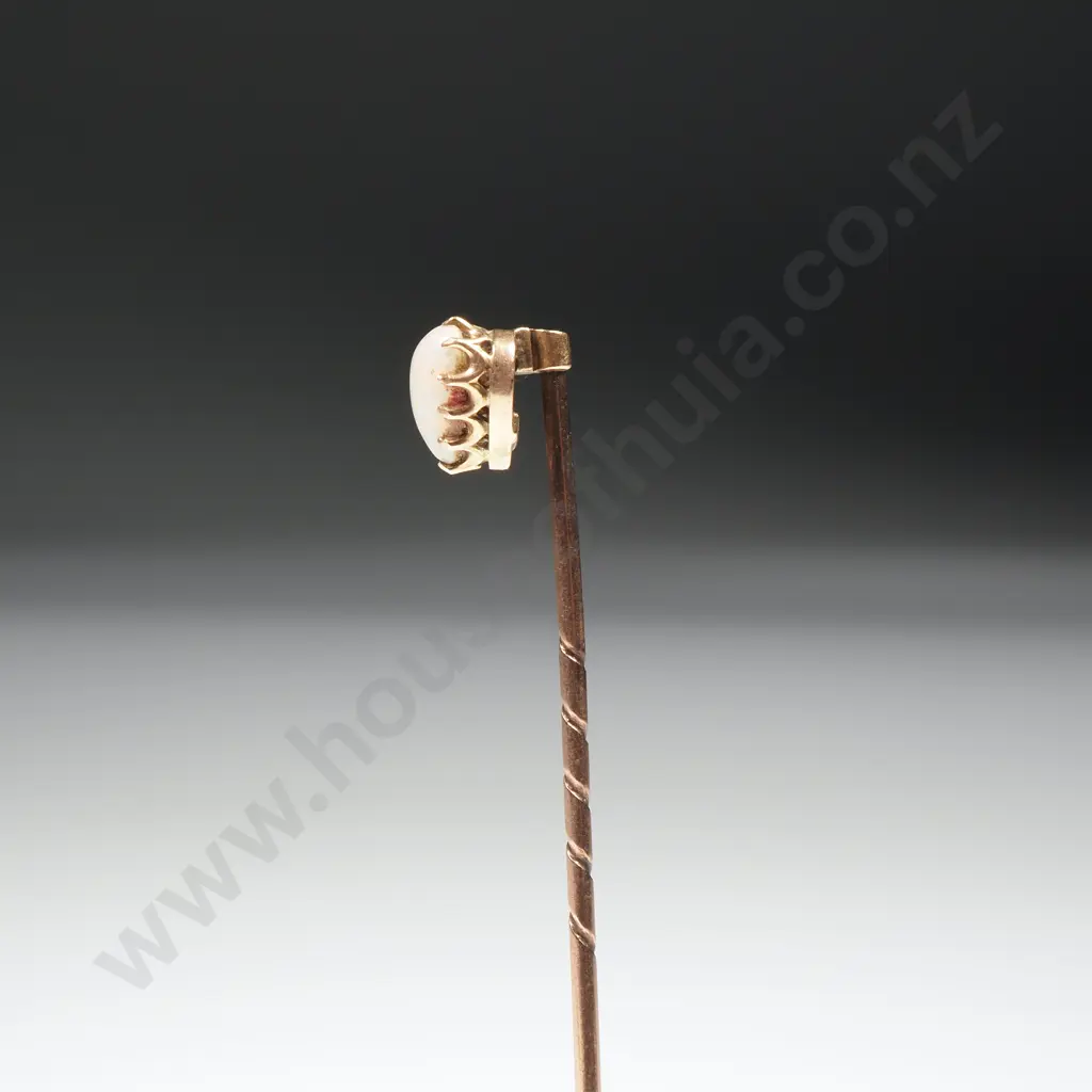 Antique 15ct Gold Heart Opel Stick Pin Image 1++