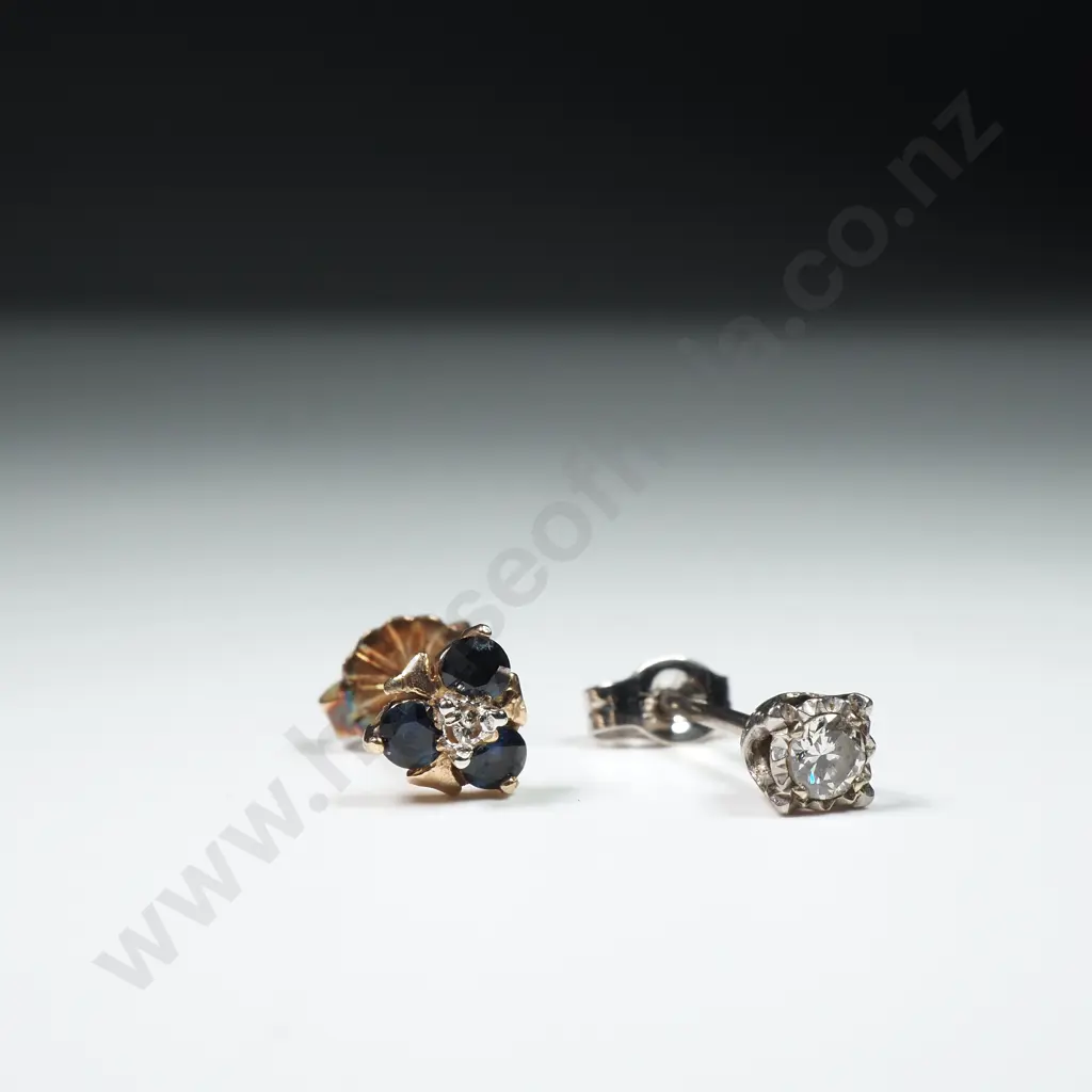 18ct White Gold Earring & 9ct Gold Earring Image 1++