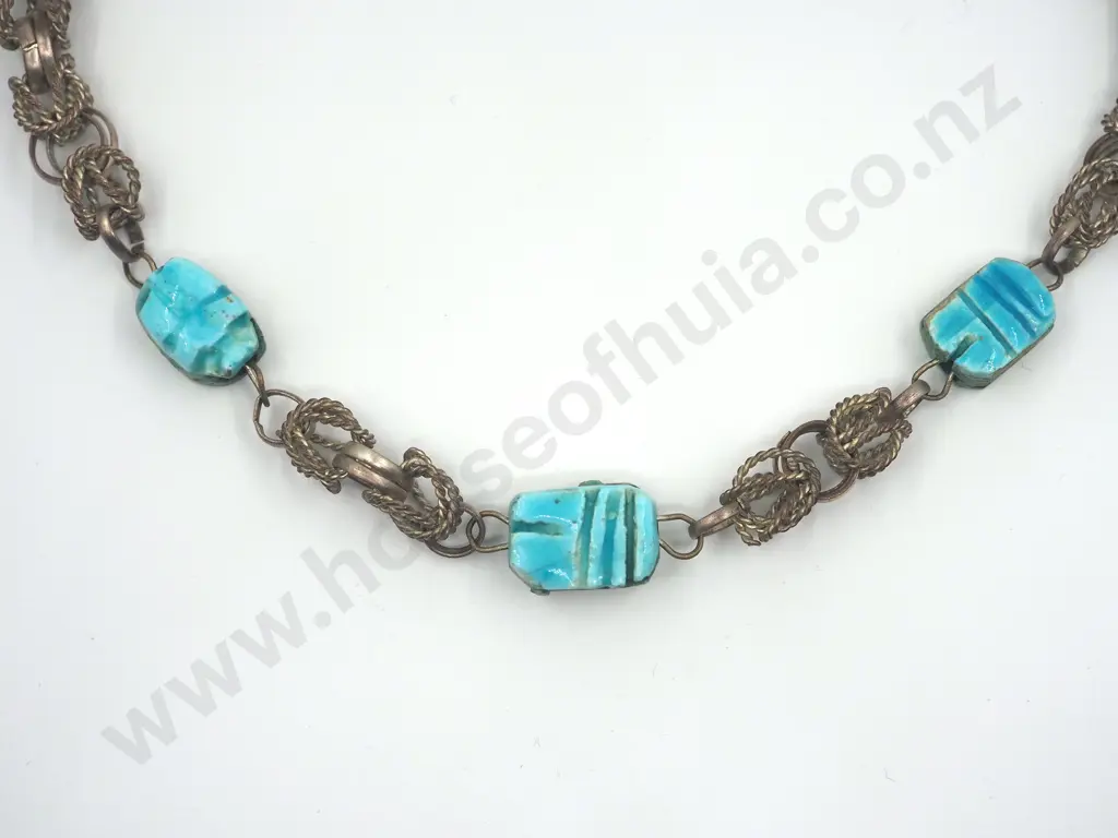 Scarab Egyptian Costume Necklace, Bracelet & Earrings Image 1++