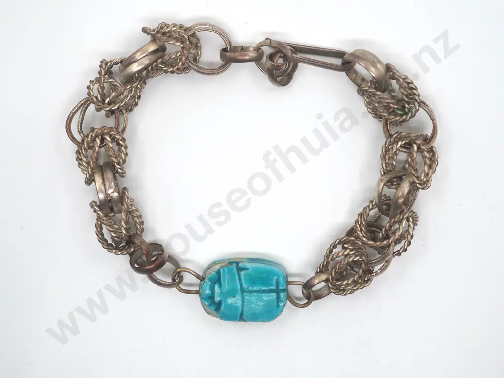 Scarab Egyptian Costume Necklace, Bracelet & Earrings Image 1++