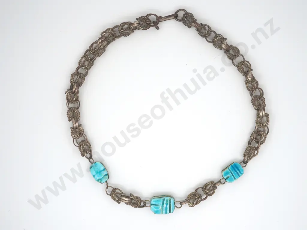 Scarab Egyptian Costume Necklace, Bracelet & Earrings Image 1++