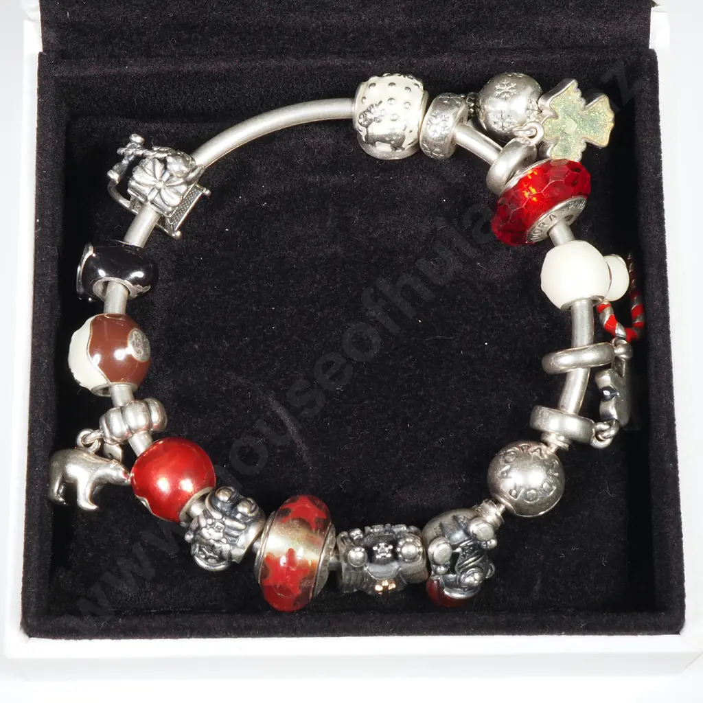 Substantial Sterling Silver Pandora Charm Bracelet Image 1++