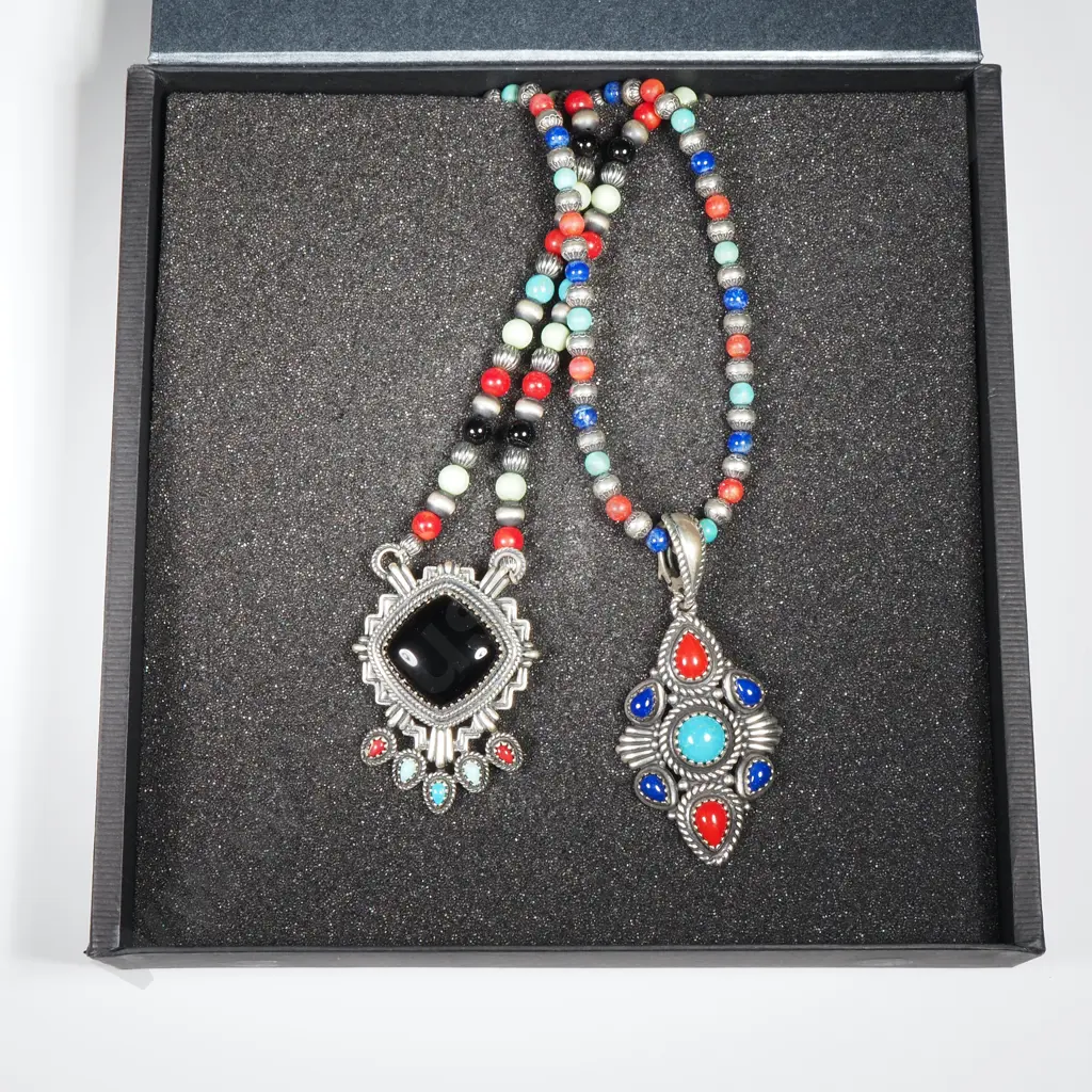 Two Sterling Silver & Bead Necklaces Image 1++