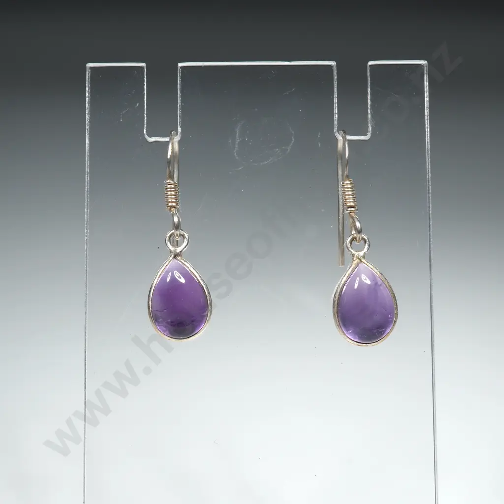 Sterling Silver Purple Drop Earring Image 1++