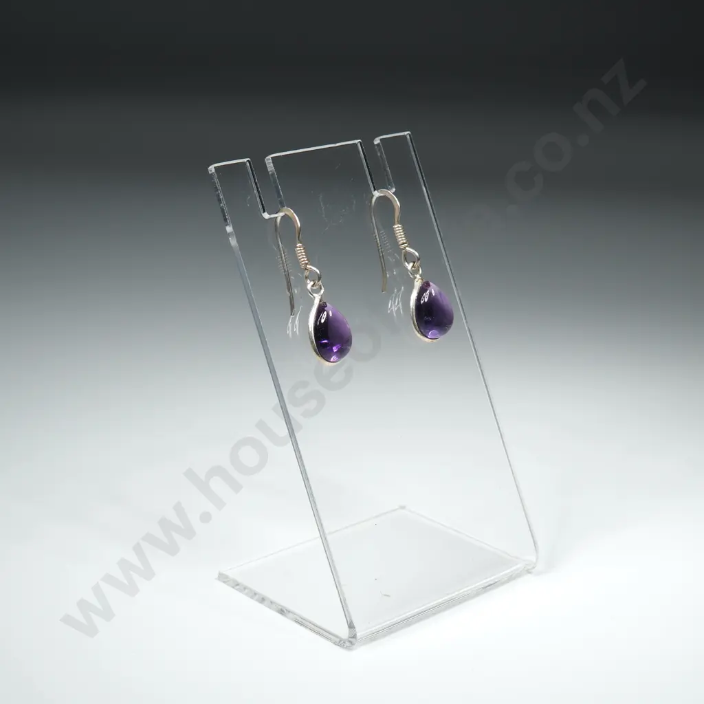 Sterling Silver Purple Drop Earring Image 1++